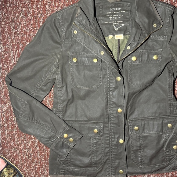 J. crew military style relaxed boyfriend field jacket xs waxed denim grunge - Picture 3 of 12